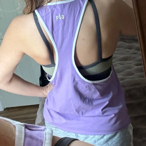 Youngla Purple Tank Top Curved Hem Golden Era workout lilac lavender - Picture 7 of 7